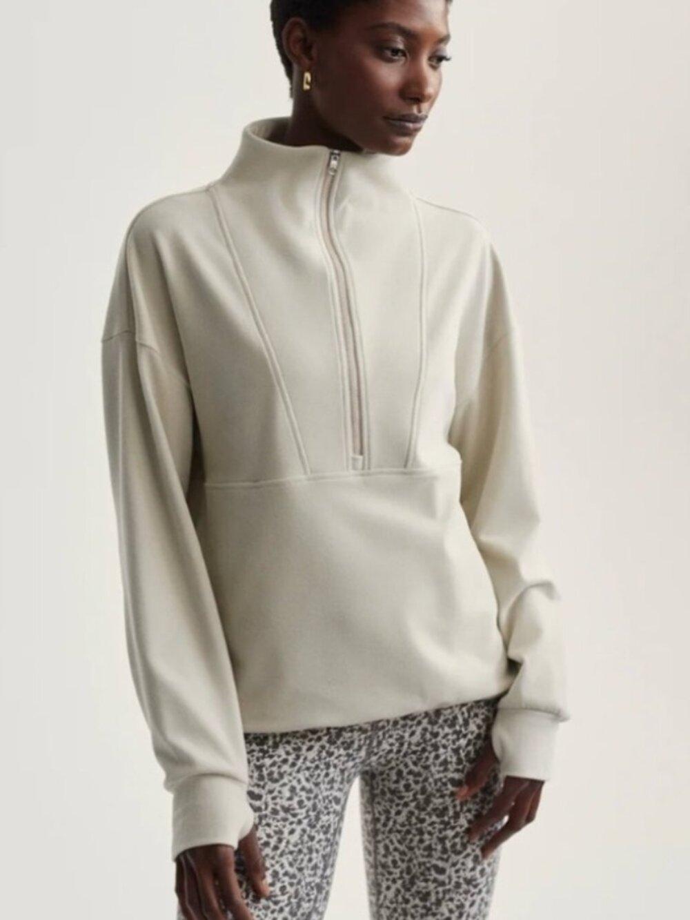 Varley Timberley Half Zip Midlayer, Cement Marl, Size Medium